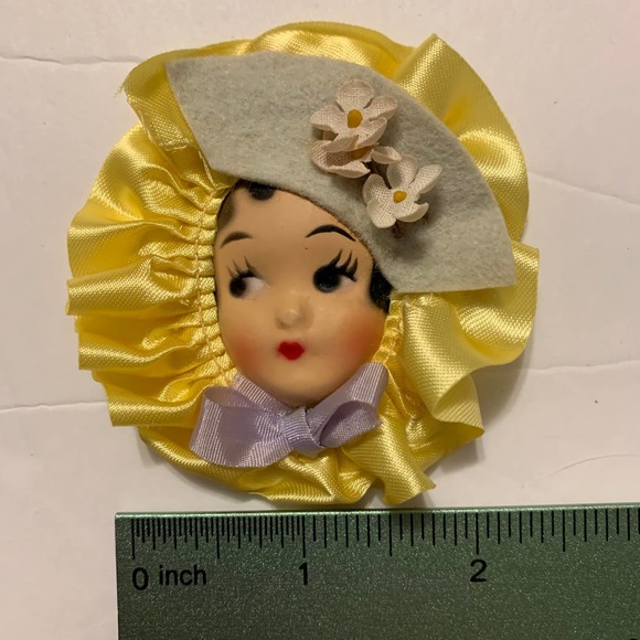 A. Stuart Vintage Scented Creations Lady Face Hat Yellow Ribbon HTF Rare - Picture 8 of 8